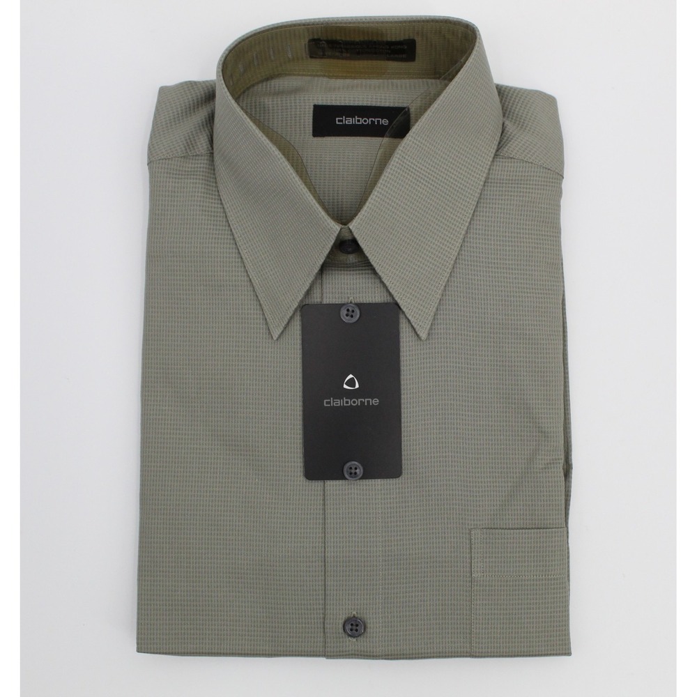 Claiborne Mens 100% Cotton Dress Shirt NWT 16.5(32/33)โ Gray Sophisticated Sexy